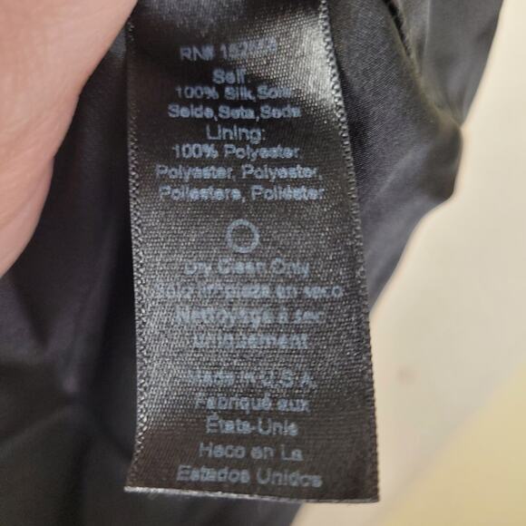 Delfi Collective Cerise navy blue metallic gold polka dot silk dress medium - Picture 14 of 15